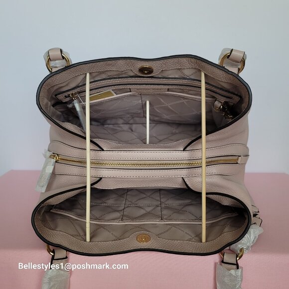 MICHAEL KORS Carrie Pebbled Leather Large Shoulder Tote- Soft Pink color⭐ - Picture 15 of 16